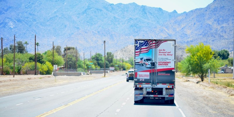 SWTDT truck driving away on the open road